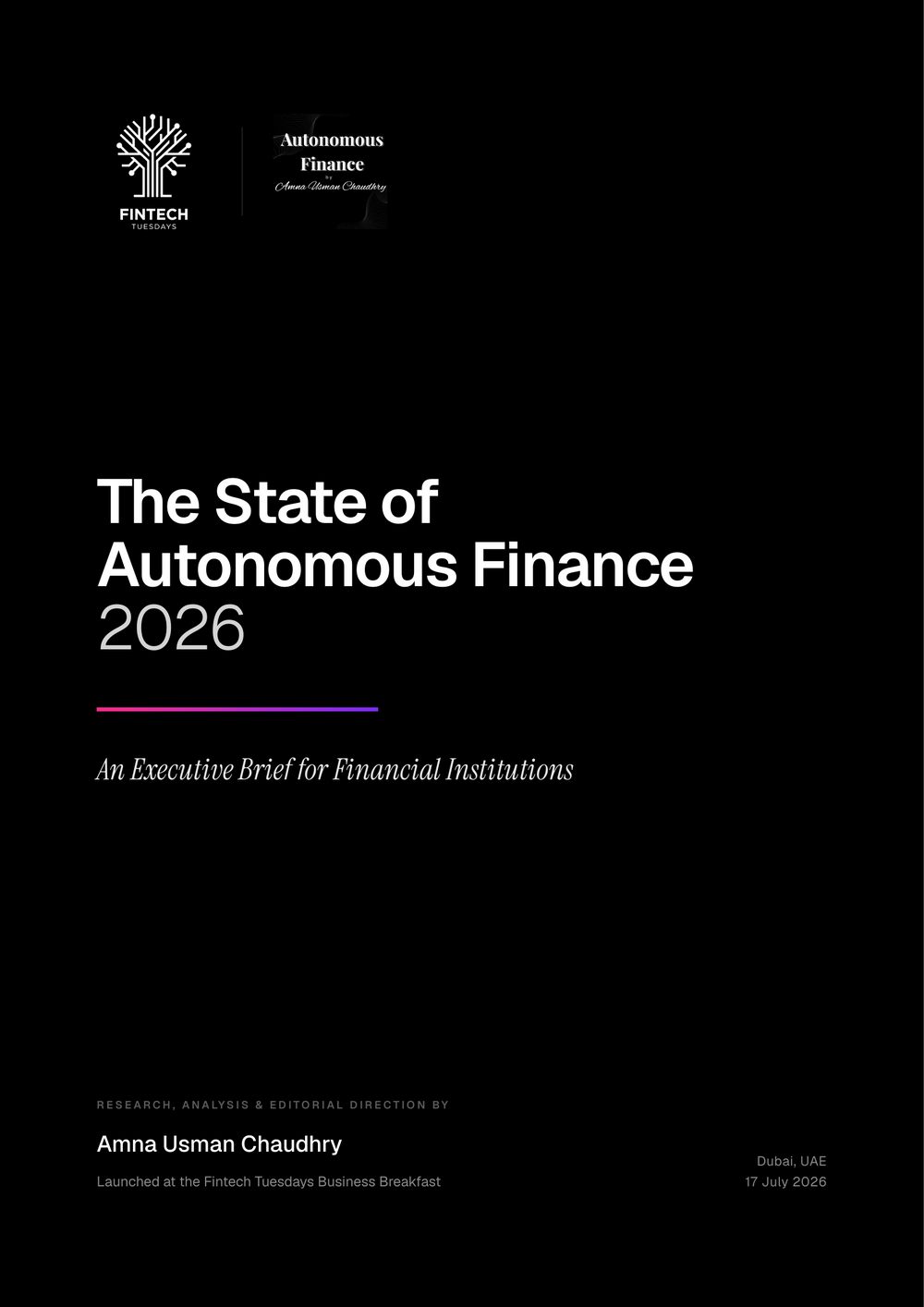 Cover of The State of Autonomous Finance 2026 by Amna Usman Chaudhry